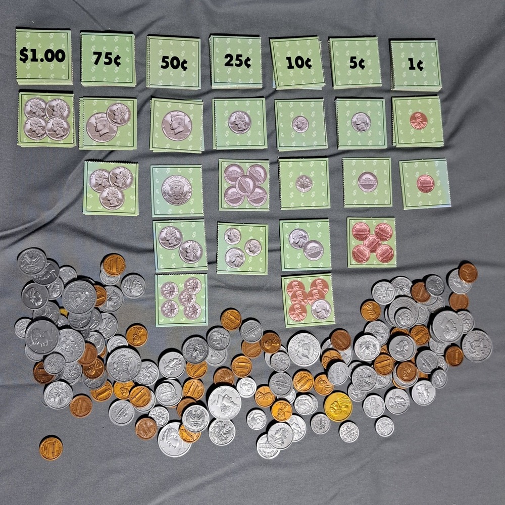 Coin Counting Play Money Plastic‎ Coins Educational Learning Homeschool
